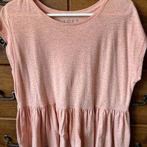 NWOT LOFT Peach Peplum Soft Knit Top